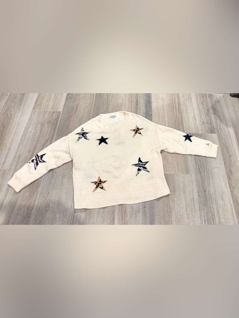 Kids Cream Star Pattern Sweater
